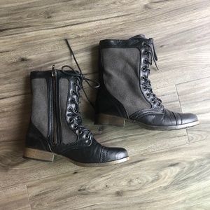 Black & Grey Candies Canavs Pleather Moto Boot Size 6